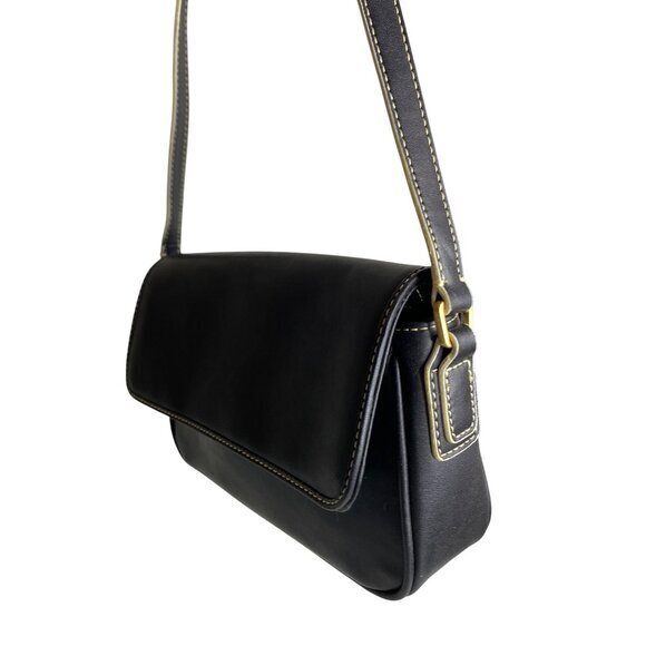Y2K Liz Claiborne Black Mini‎ Shoulder Bag With Contrast Stitching - Picture 4 of 10